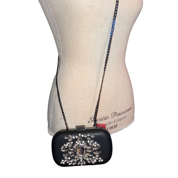 Merona Evening Bag Hard Shell Rhinestone Embellished Crossbody New With Tags - Picture 7 of 8